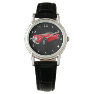 Vintag Red Jaguar Car Watch Armbanduhr