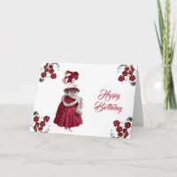 Vintag Red Lady Floral Elegante Geburtstag