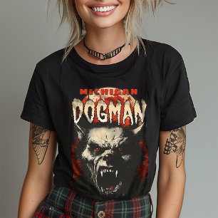 Vintag Red Moon Dogman Mitte des Jahrhunderts Half T-Shirt