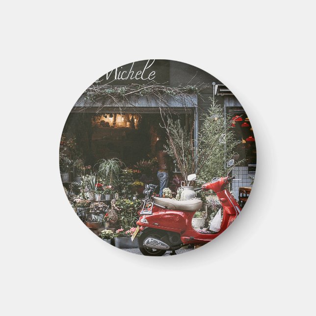 Vintag Red Motor Scooter Magnet (Vorne)