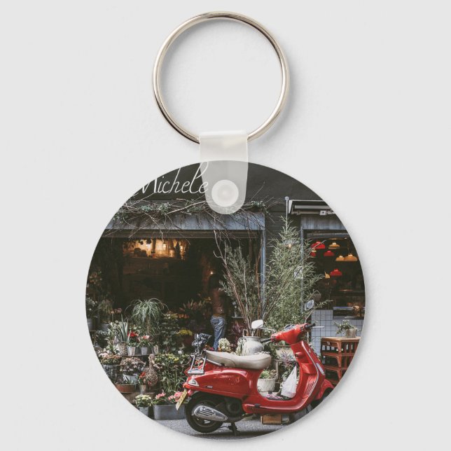 Vintag Red Motor Scooter Schlüsselanhänger (Vorderseite)
