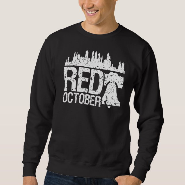 Vintag Red October Philadelphia Skyline Ba Sweatshirt (Vorderseite)