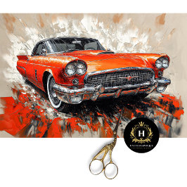 Vintag Red Orange Classic Car Business Supplies Seidenpapier
