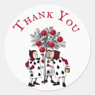 Vintag Red Painting der Rose Danke Runder Aufkleber