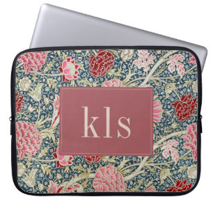 Vintag Red Pink Floral William Morris Monogram La Laptopschutzhülle