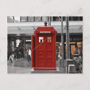 Vintag Red Police Box, Glasgow, Schottland. Postkarte