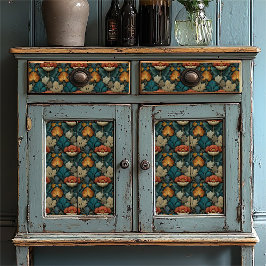 Vintag Red Poppy und Jade William Morris Inspirier Seidenpapier