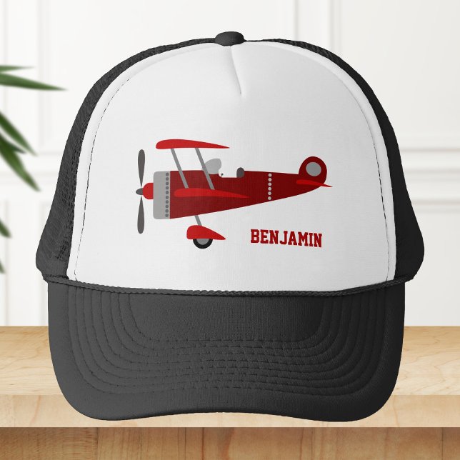 Vintag Red Retro Airplane Kids Truckerkappe (Von Creator hochgeladen)