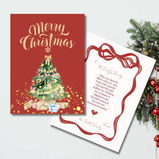 Vintag Red Retro Weihnachtsbaumkarte Karte