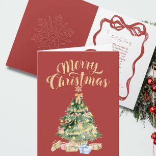 Vintag Red Retro Weihnachtsbaumkarte Karte