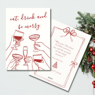 Vintag Red Retro Weihnachtskarte Feiertagskarte