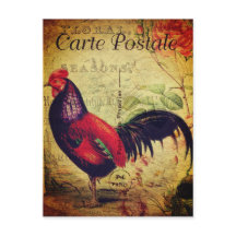 Vintag Red Rooster Postkarte