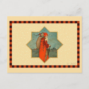 Vintag Red Santa Claus St. Nicholas Feiertagspostkarte