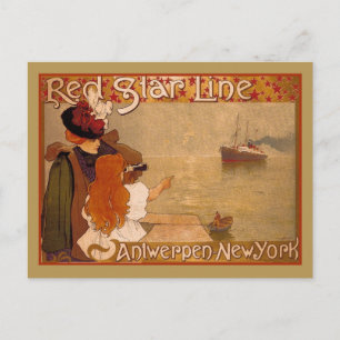 Vintag Red Star Line Travel-Anzeige Postkarte