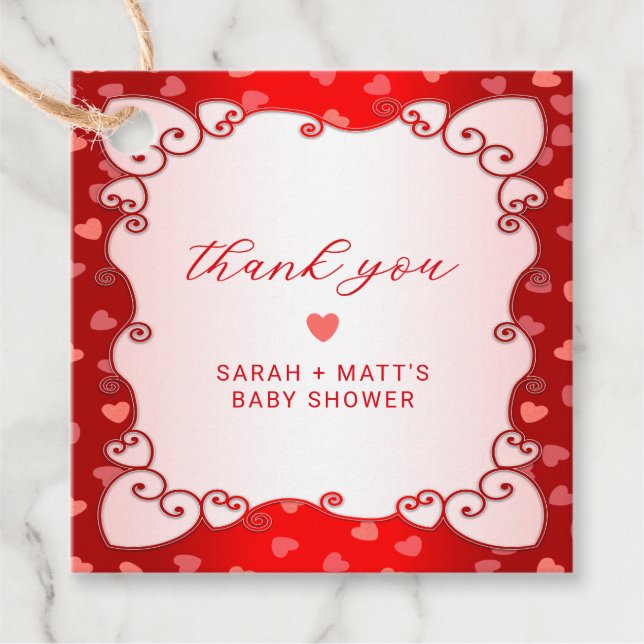 Vintag Red Sweetheart Valentinstag Babydusche Geschenkanhänger (Vorderseite)