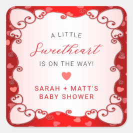 Vintag Red Sweetheart Valentinstag Babydusche Quadratischer Aufkleber