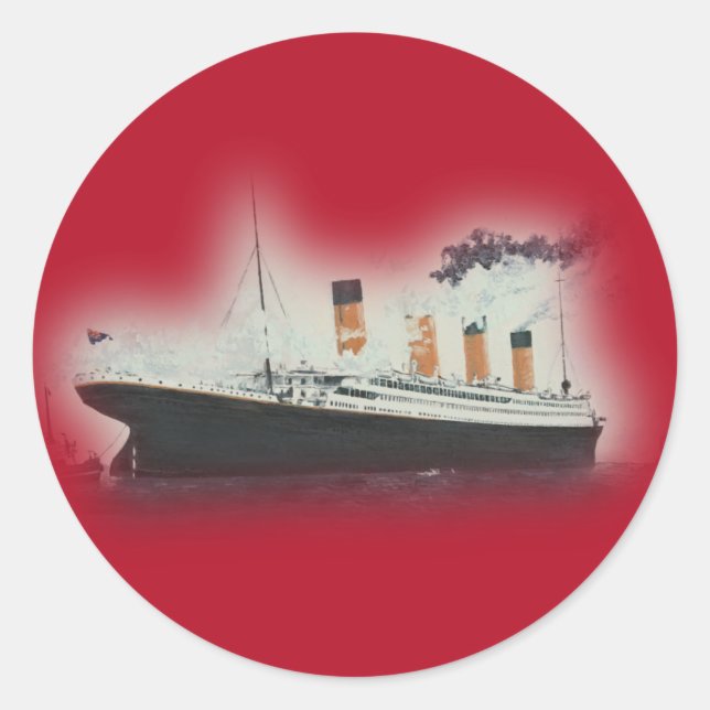 Vintag Red Titanic Ship Weihnachten Runder Aufkleber (Vorderseite)