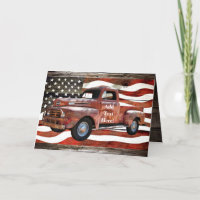 Vintag Red Truck American Flag Danke Karte