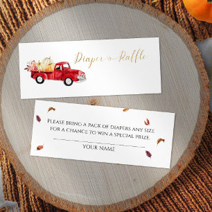 Vintag Red Truck Diaper Raffle Baby Dusche Mini Visitenkarte