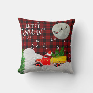 Vintag RED TRUCK Lumberjack Buffalo Karierte Xmas Kissen