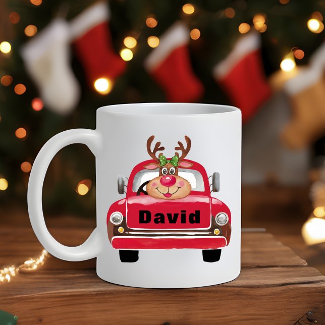 Vintag Red Truck Reindei Weihnachten Kaffeetasse (Vintage Red Truck Reindeer Christmas Coffee Mug
)