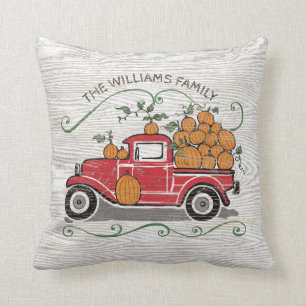 Vintag Red Truck Sonnenblume Familienname Rustikal Kissen