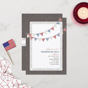 Vintag Red White & Blue Bunting 4. Juli Party Einladung