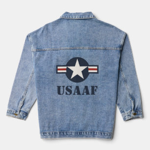 Vintag Red White Blue USAAF Insignien Star Bars Jeansjacke
