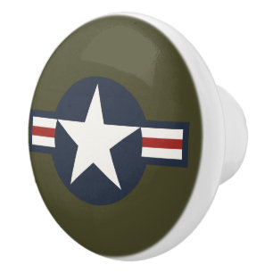 Vintag Red White Blue USAAF Insignien Star Bars Keramikknauf