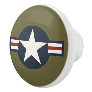 Vintag Red White Blue USAAF Insignien Star Bars Keramikknauf
