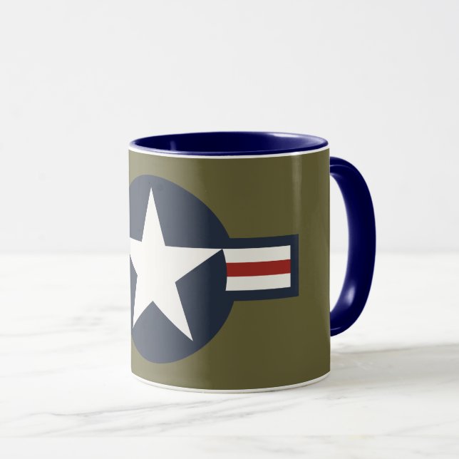 Vintag Red White Blue USAAF Insignien Star Bars Tasse (VorderseiteRechts)
