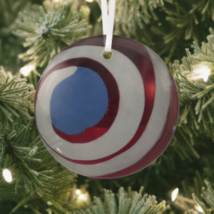 Vintag Red White Glass Christmas Ball MOD Ornament Aus Glas