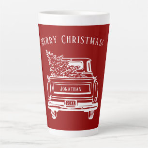Vintag Red White Truck Frohe Weihnachtsbezeichnung Milchtasse