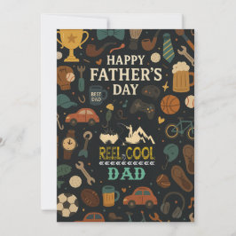 Vintag Reel Cool Vater Fathers Day Gift Cards Dadd Einladung