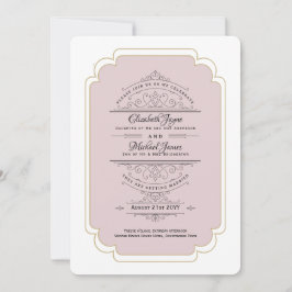 Vintag Regency Dusty Rose Gold Wedding Einladung