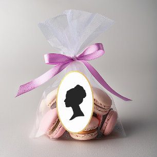 Vintag Regency Lady Profil Silhouette Imitats Gold Ovaler Aufkleber