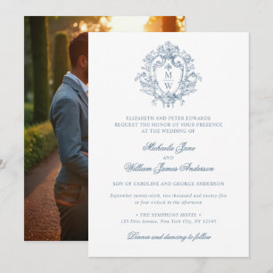 Vintag Regency Monogram Wappen Foto Wedding Einladung