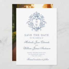Vintag Regency Monogram Wappen & Foto Wedding Save The Date