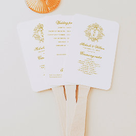 Vintag Regency Monogram Wappen Wedding Program Fächer