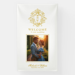Vintag Regency Monogram Wappen Wedding Welcome Banner