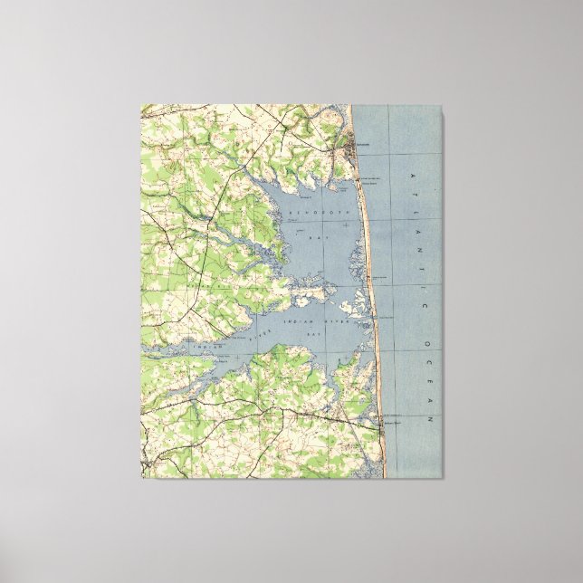 Vintag RehoBeide & Bethany Beach DE Karte (1944) Leinwanddruck (Vorderseite)