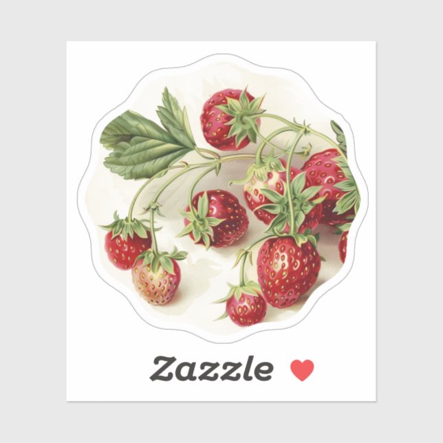 Vintag reifen Erdbeeren Aufkleber (Blatt)