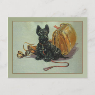 Vintag Reisende Scottie Dog Postkarte