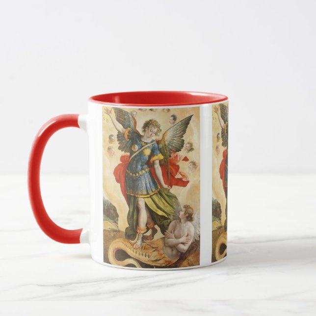 Vintag Religiös, Saint Michael Defeats Lucifer Tasse (Links)