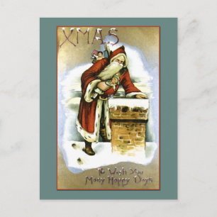 Vintag Reproduction Santa Claus Weihnachtskarte Feiertagspostkarte