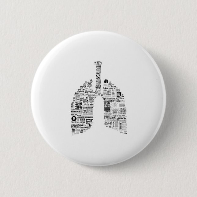 Vintag Respiratorische Remissionen Lungenkunst Button (Vorderseite)