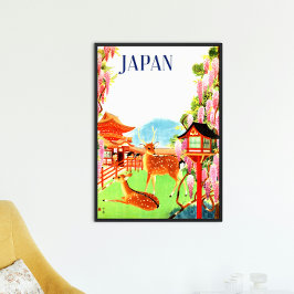 Vintag Retro 1930er Reisen Hirschtempel Japan Asie Poster