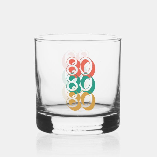Vintag Retro 1980 Rot Gelb 80. Geburtstag Whiskyglas (Rückseite)
