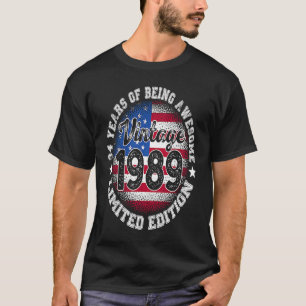 Vintag Retro 1989 34. Geburtstag 34 Jahre alter Am T-Shirt