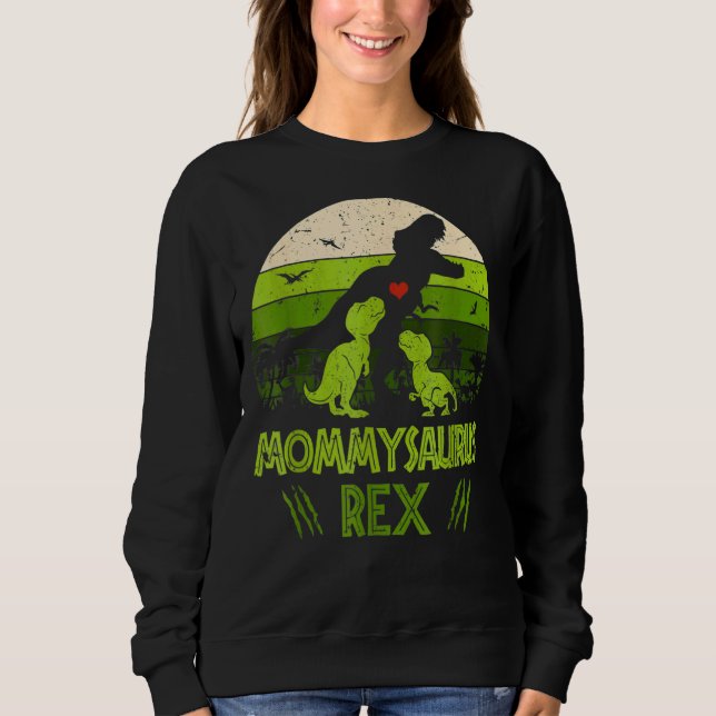 Vintag Retro 2 Kinder Mommysaurus Dinosaurier Sweatshirt (Vorderseite)